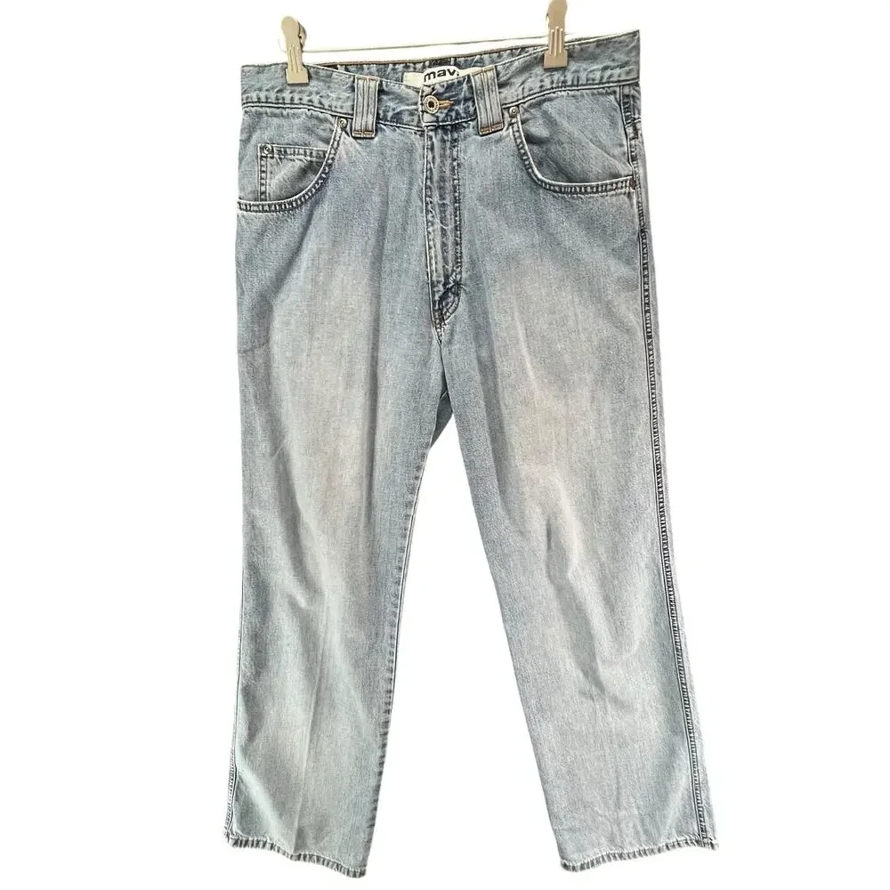 Mavi Y2K Relaxed Jeans Mens 32‎ Blue Light Wash Denim Faded Grunge Streetwear